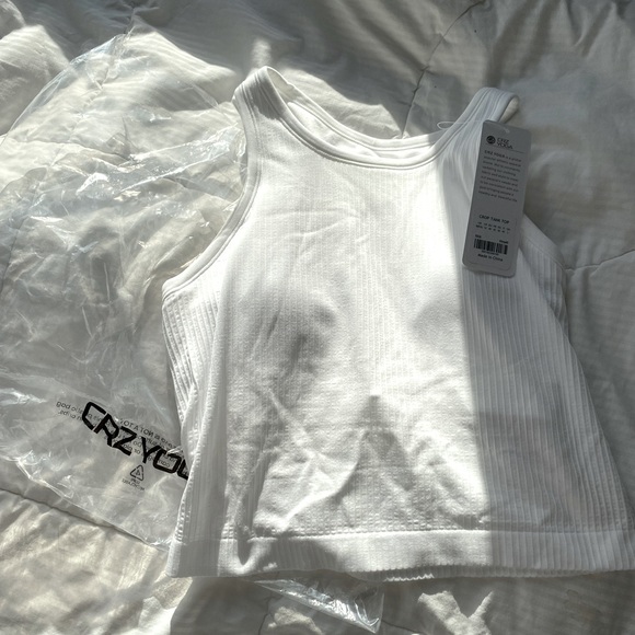 CRZ YOGA Tops Nwt Crz Yoga Ribbed High Neck Builtin Bra Crop Tank